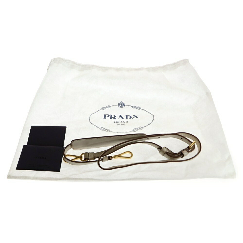 PRADA Logo Jacquard Handbag Shoulder Bag Beige Tan White RED - Picture 6 of 6